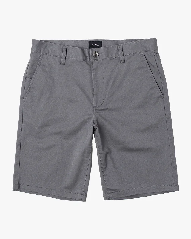 Men's ripped denim shorts for a trendy streetwear aesthetic Weekend Stretch 20" Chino Shorts - Smoke Men's ripped denim shorts for a trendy streetwear aesthetic Weekend Stretch 20" Chino Shorts - Smoke
