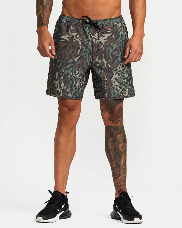 Men's floral print silk blend shorts for a unique night - out look   Yogger Hybrid 17" Athletic Shorts - Animal Camo