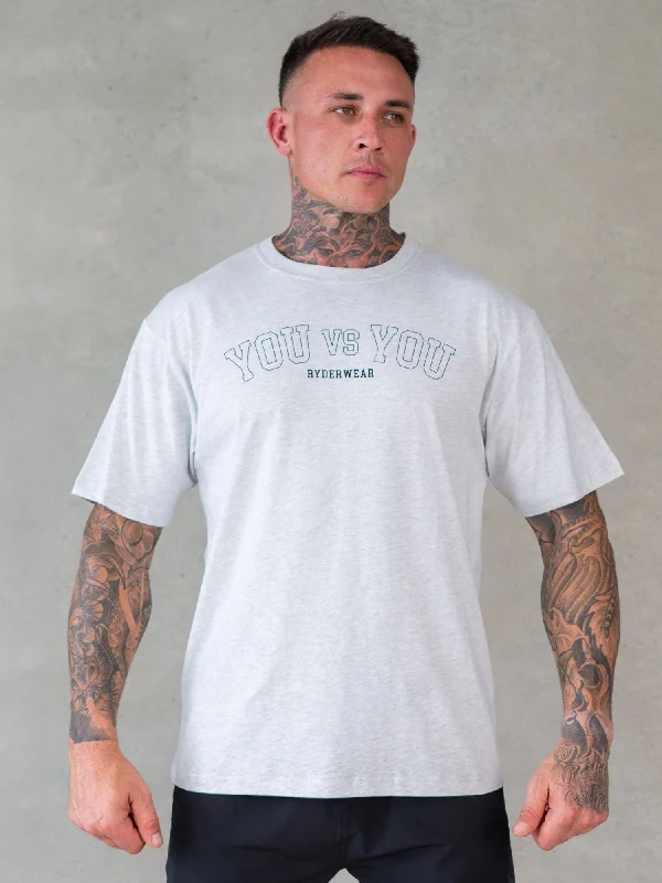 Men's moisture - wicking athletic t - shirts for intense workoutsYou vs You Oversized T-Shirt - Snow Marl Men's moisture - wicking athletic t - shirts for intense workoutsYou vs You Oversized T-Shirt - Snow Marl